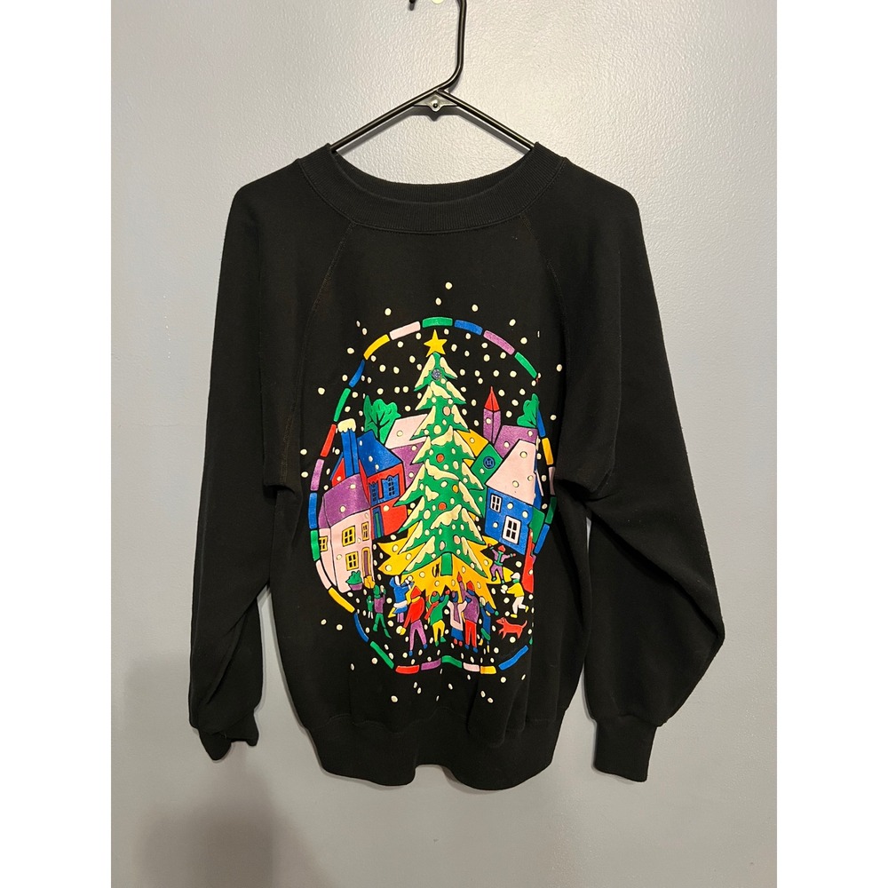 VTG ART By Design Zone Unisex ONE SIZE Puffy Paint‎ Christmas Tree Sweatshirt